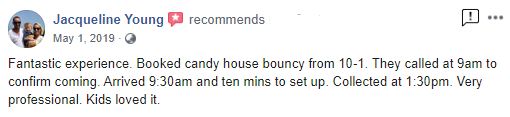 Singapore Bouncy Castle Facebook Review