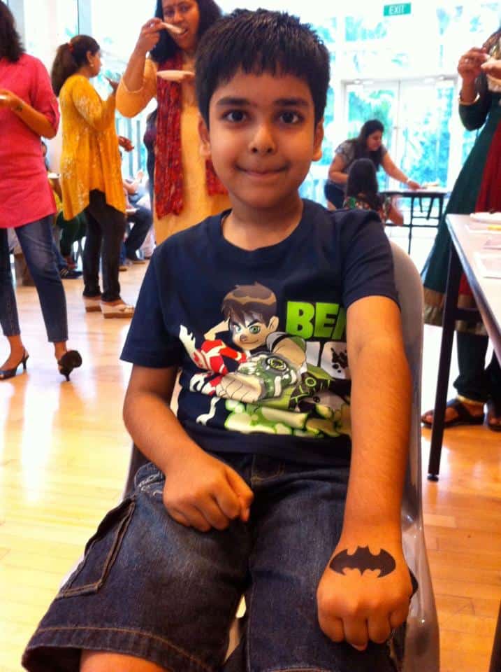 batman airbrush tattoo on child