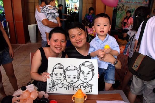 caricature for family done in sg