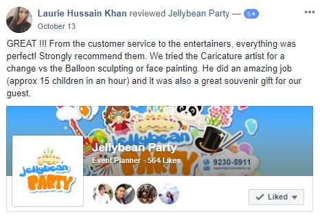 Jellybean Party Planner Client Review Feedback