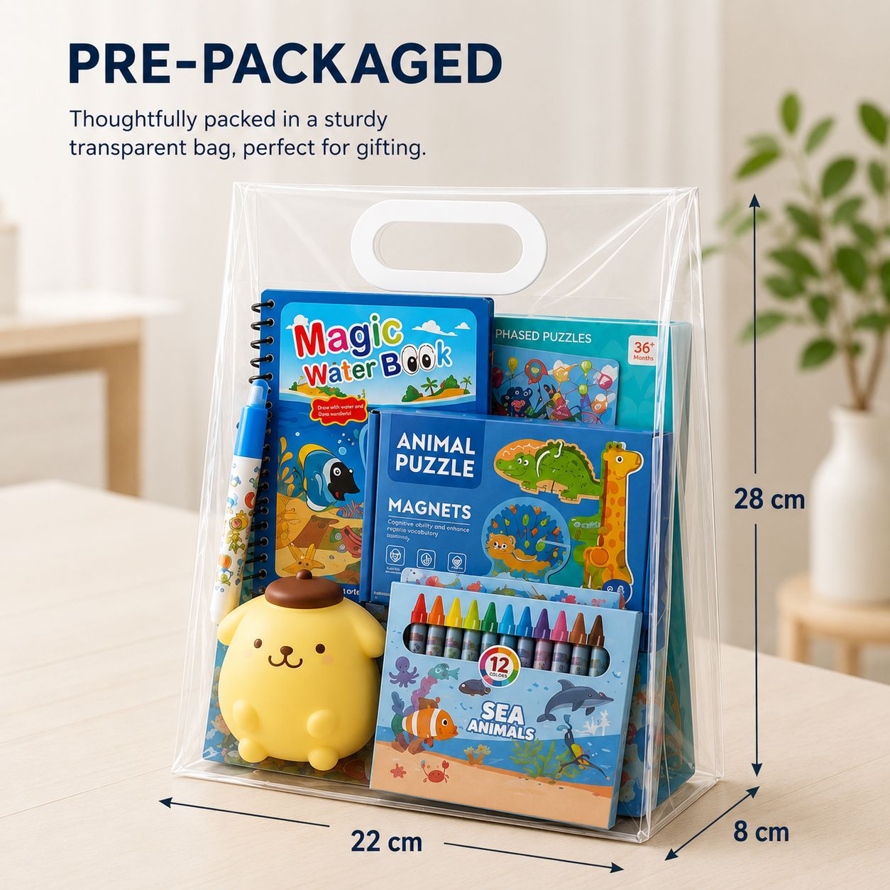 pre packaged goodie bag for kids actual photo with dimensions